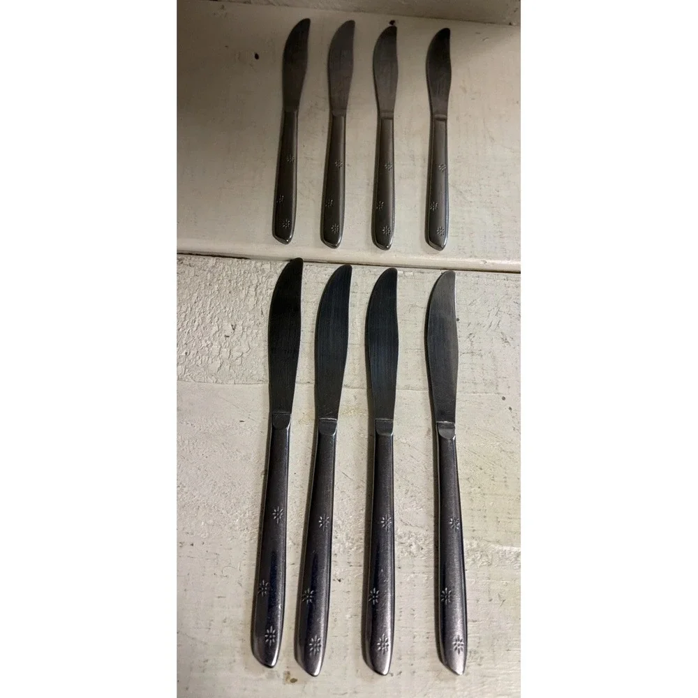 Set of 8 Superior NIGHT SKY pattern stainless oval place Butter Knives